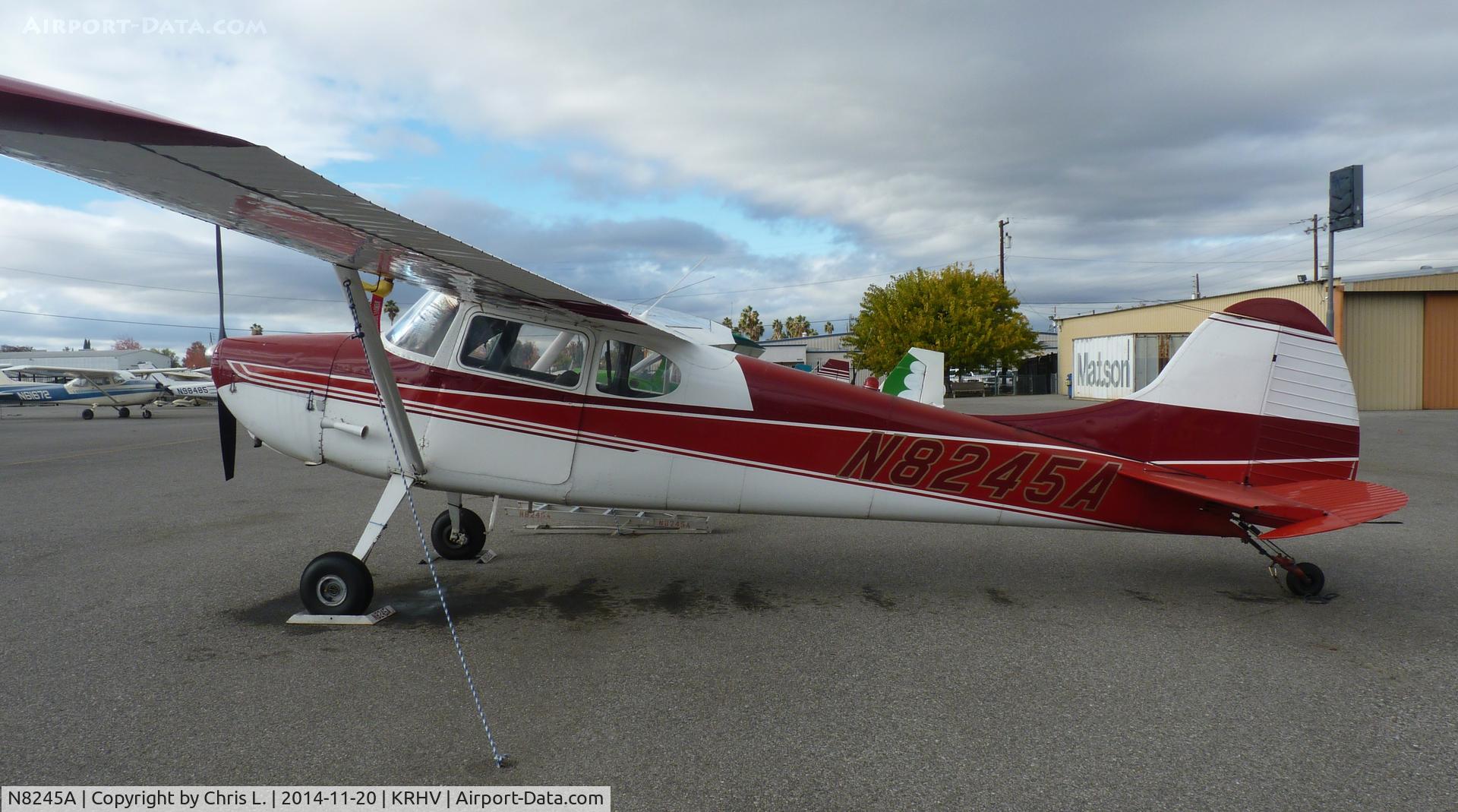 N8245A, 1952 Cessna 170B C/N 25097, A colorful transient Cessna 170B sits at Aero Dynamic Aviation. I haven't seen this plane since I took this picture.
