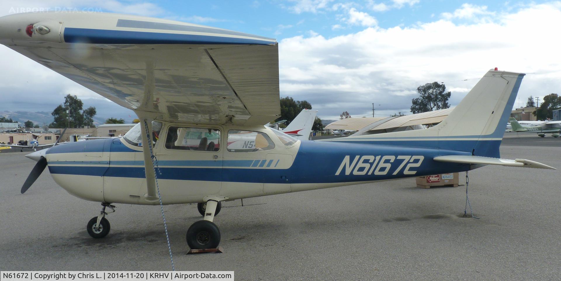 N61672, 1975 Cessna 172M C/N 17264719, A local Cessna 172M sits near the Aero Dynamic hangar at Reid-Hillview.