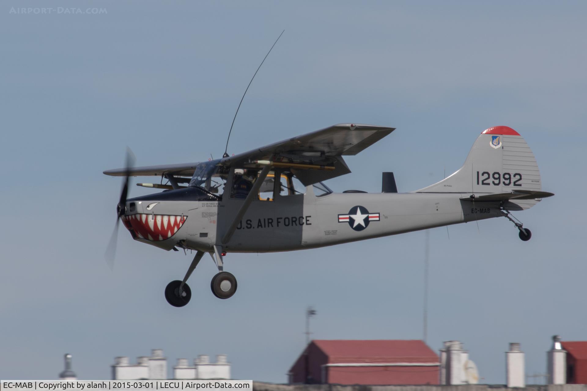 EC-MAB, 1961 Cessna O-1E Bird Dog C/N 305M-0040, Landing after a monthly flying display of the Fundación Infante de Orleans collection at Cuatro Vientos, Madrid