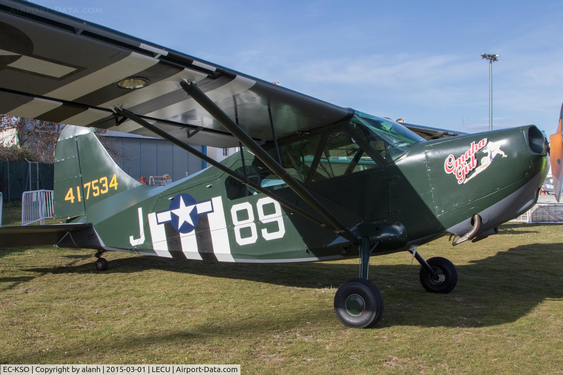 EC-KSO, 1944 Stinson L-5E Sentinel C/N 76-3822, On show prior to a monthly flying display of the Fundación Infante de Orleans collection at Cuatro Vientos, Madrid.