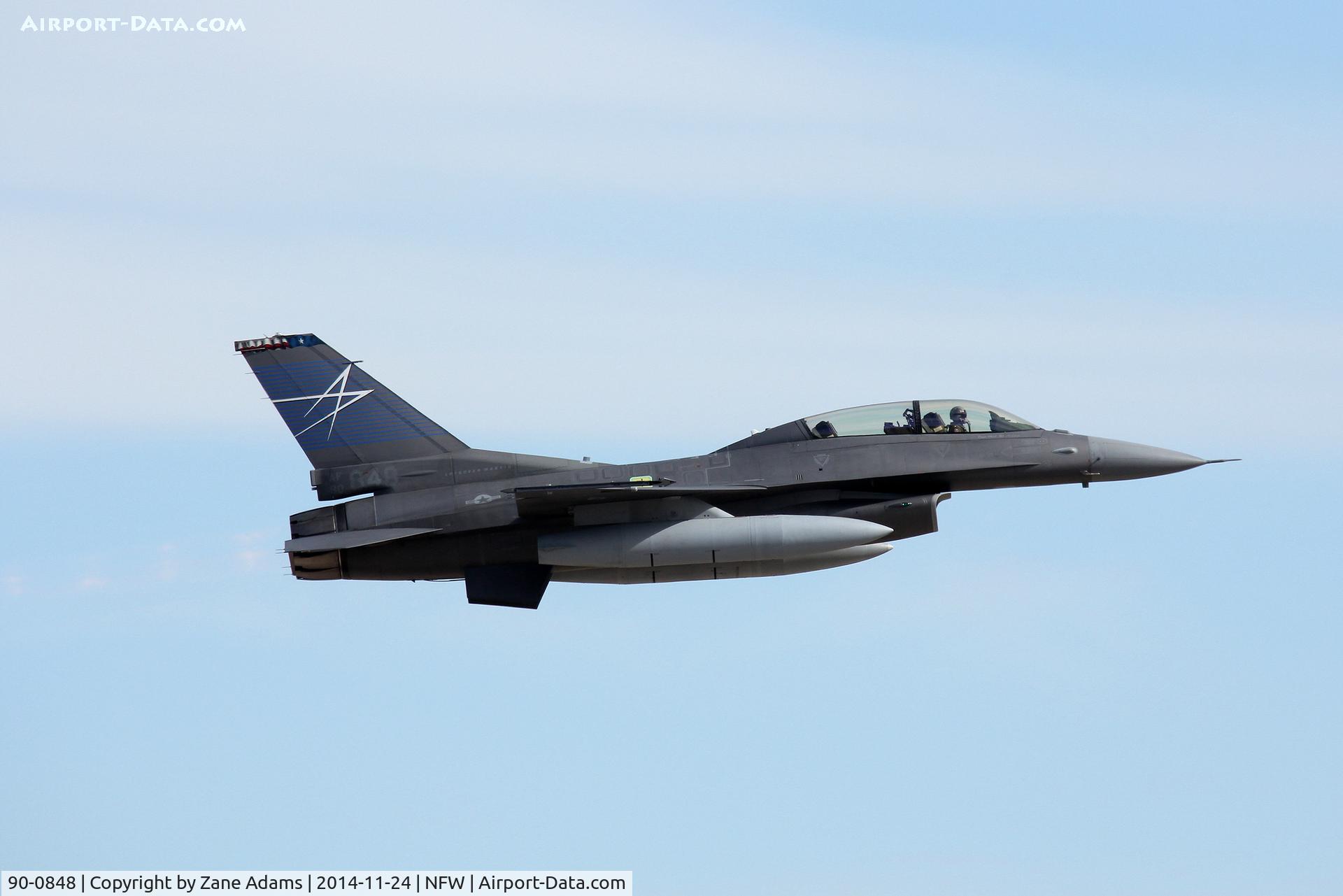 90-0848, 1990 General Dynamics F-16D Fighting Falcon C/N CD-15, Departing NAS Fort Worth