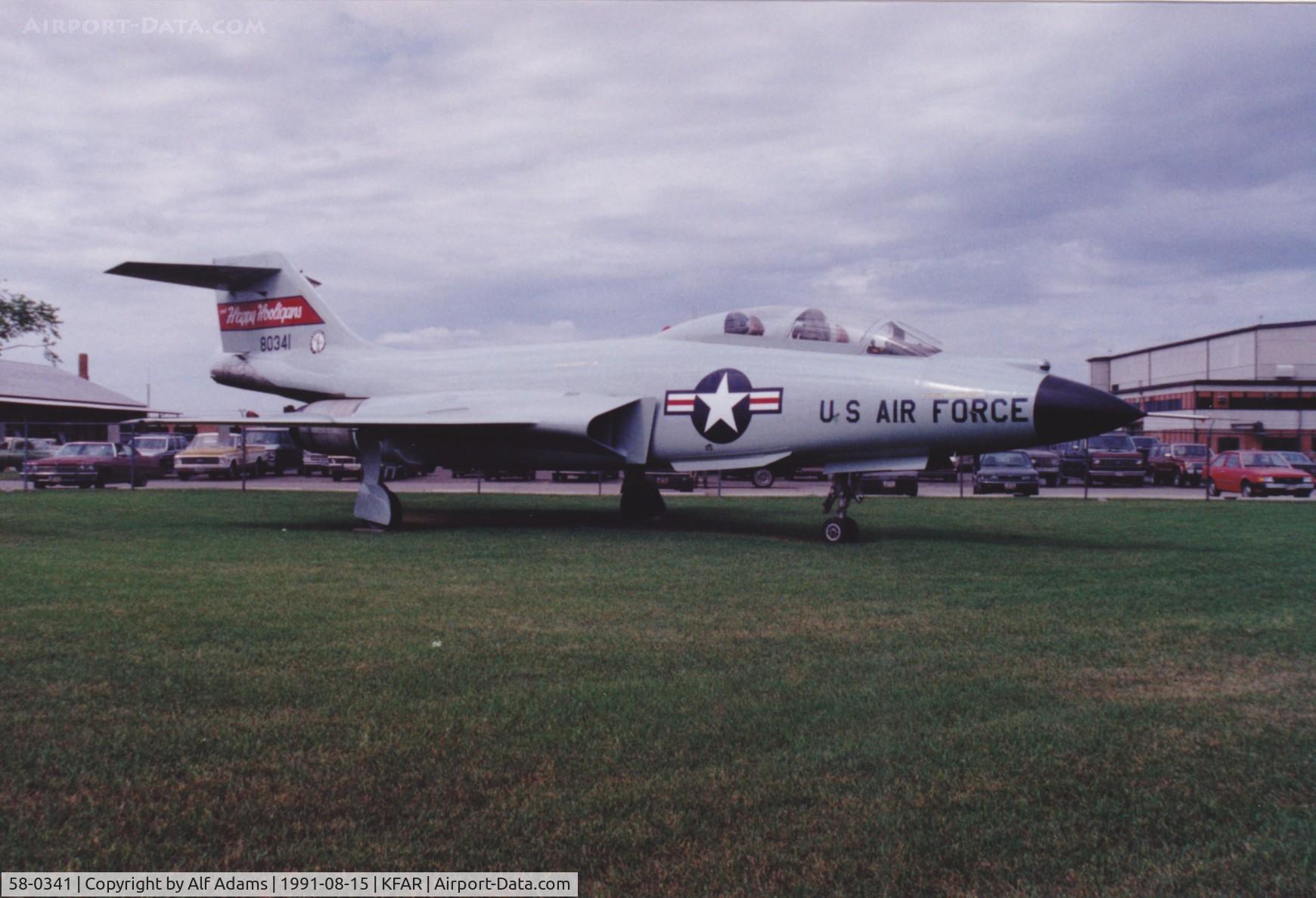 58-0341, McDonnell F-101B Voodoo C/N 713, At Hector Field, Fargo, North Dakota in 1991.