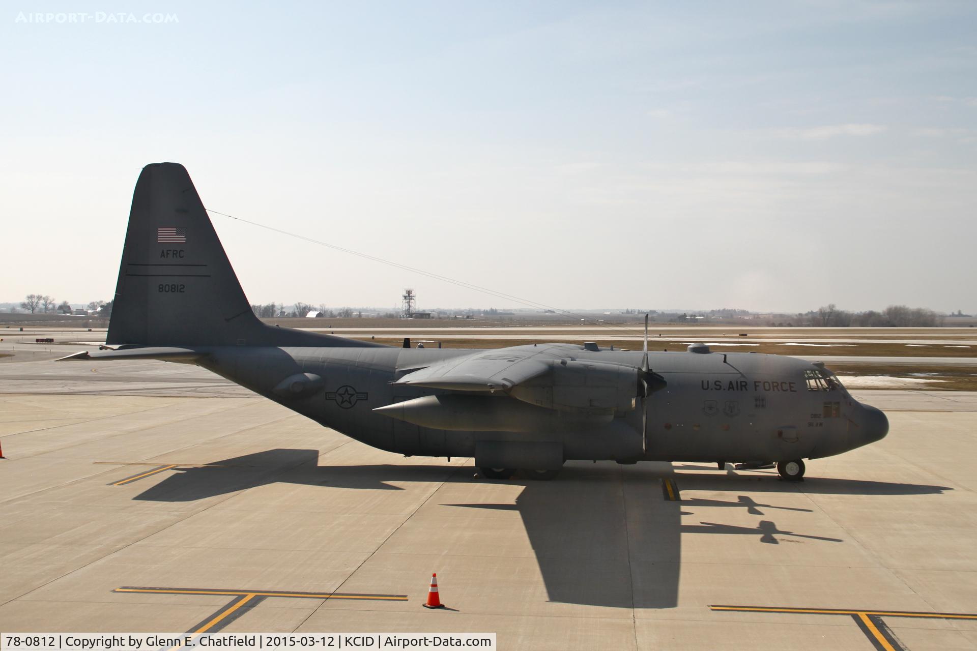 78-0812, 1978 Lockheed C-130H-LM Hercules C/N 382-4822, On the Landmark ramp, seen from 2nd floor office of control tower