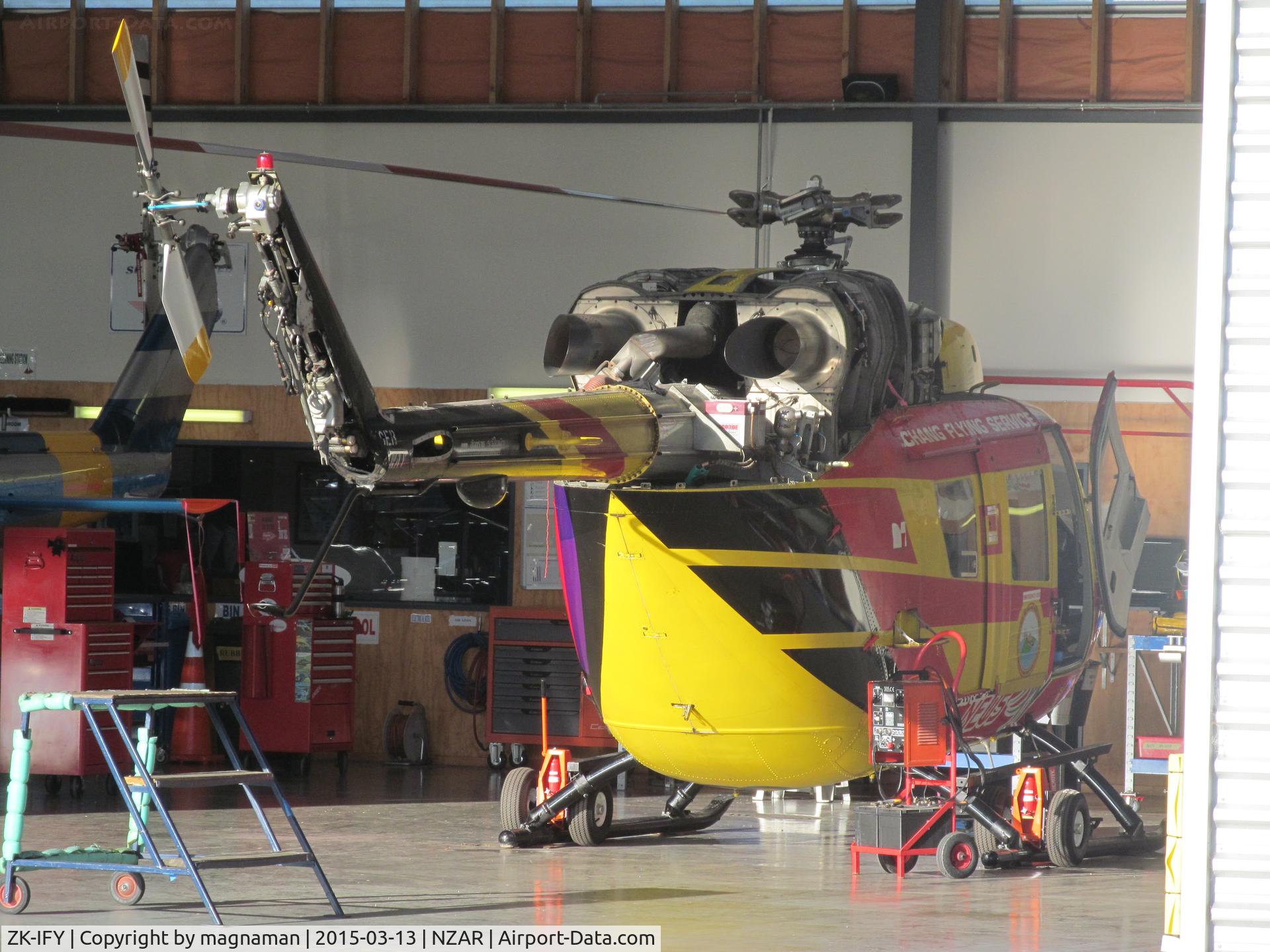 ZK-IFY, MBB-Kawasaki BK-117B-1 C/N 1078, In oceania hangar