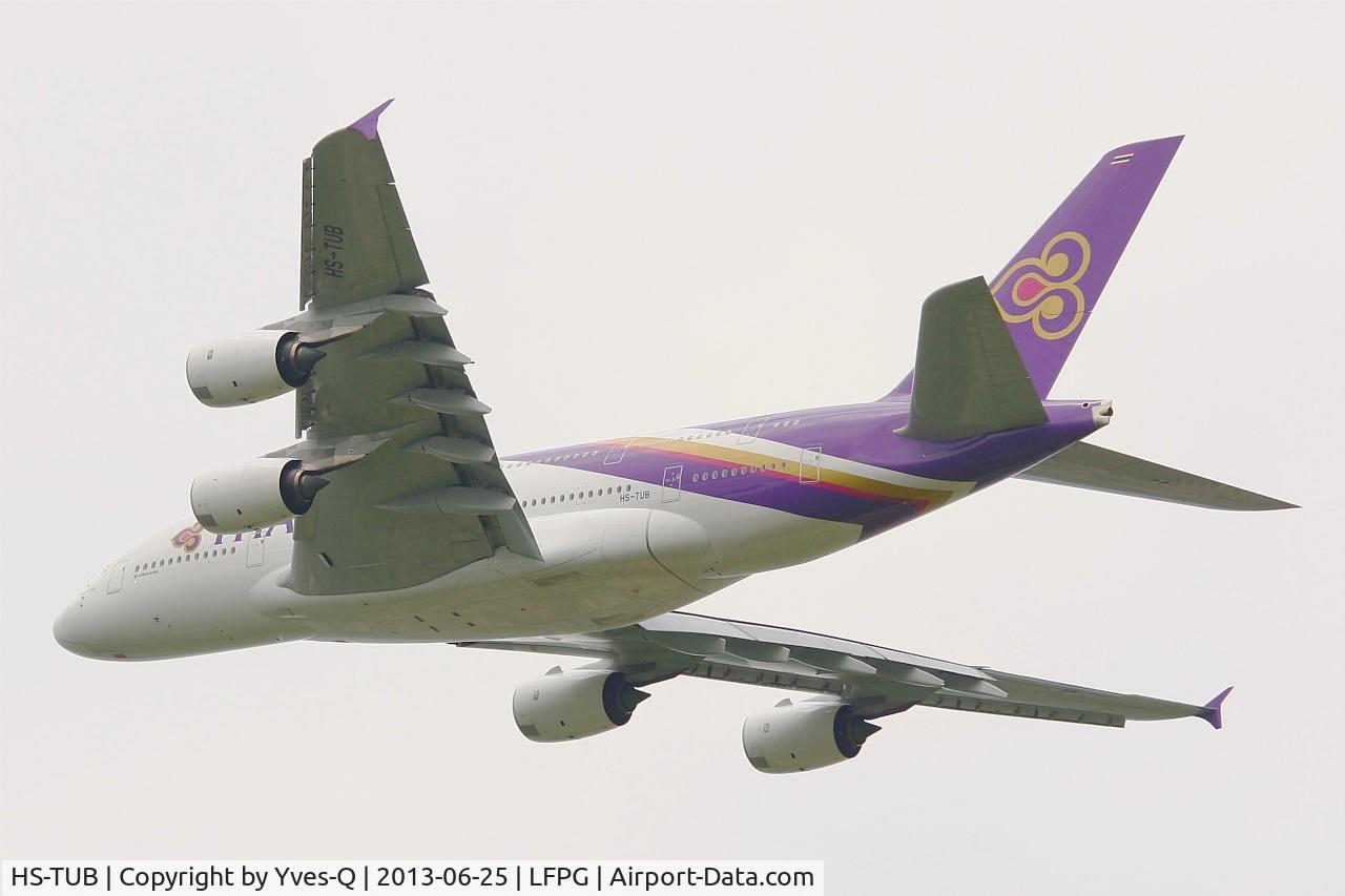 HS-TUB, 2012 Airbus A380-841 C/N 093, Airbus A380-841, Take off rwy 27L, Roissy Charles De Gaulle airport (LFPG-CDG)