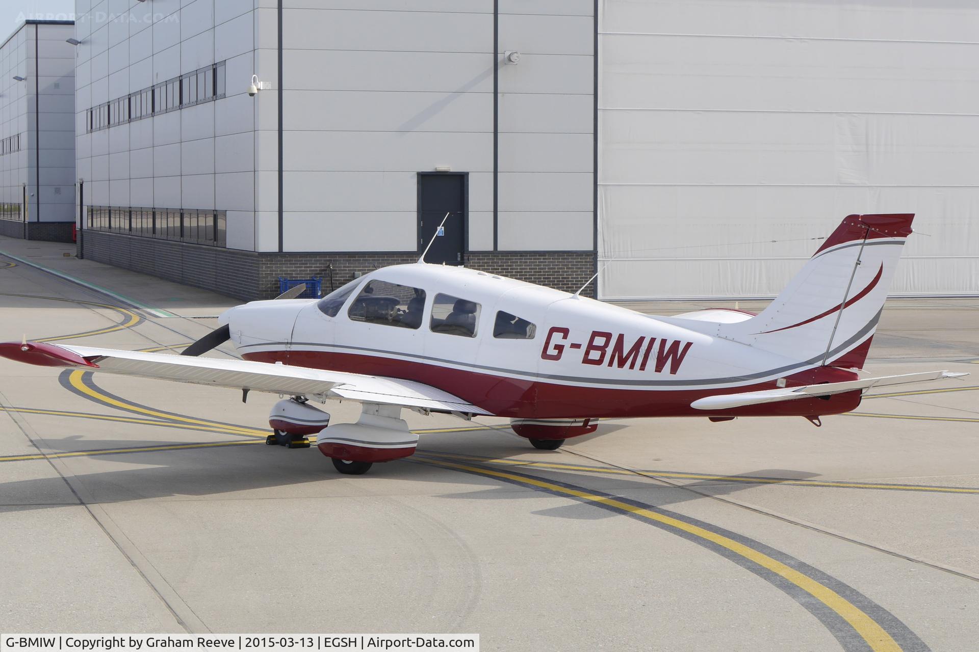 G-BMIW, 1981 Piper PA-28-181 Cherokee Archer II C/N 28-8190093, Parked at Norwich.