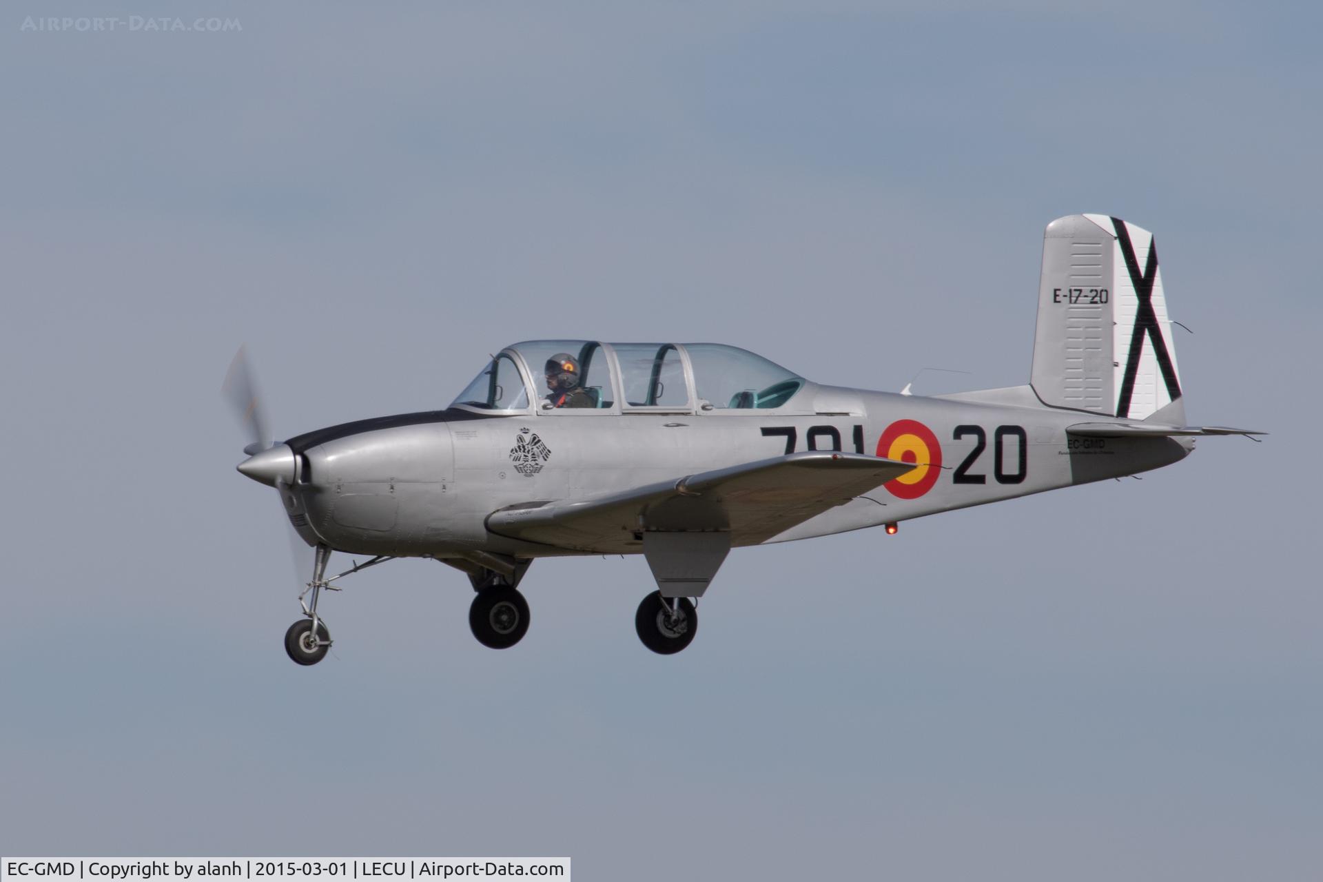 EC-GMD, Beech T-34A (A45) Mentor C/N X-100, On finals after a Fundacion Infante de Orleans monthly display at Cuatro Vientos Airport, Madrid