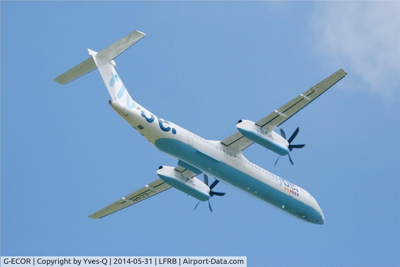G-ECOR, 2009 De Havilland Canada DHC-8-402Q Dash 8 C/N 4248, De Havilland Canada DHC-8-402Q Dash 8, Take off rwy 07R, Brest-Bretagne Airport (LFRB-BES)