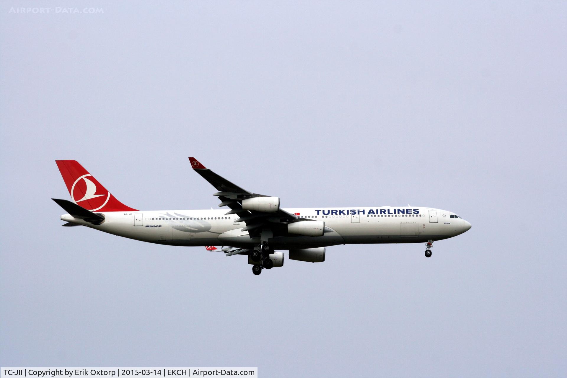 TC-JII, 2000 Airbus A340-313 C/N 331, A THY A340 is an unusual visitor in CPH. About to land rw 04L