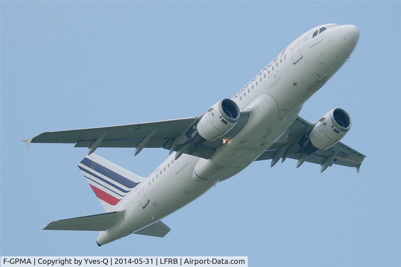 F-GPMA, 1998 Airbus A319-113 C/N 598, Airbus A319-113, Take off rwy 07R, Brest-Bretagne Airport (LFRB-BES)