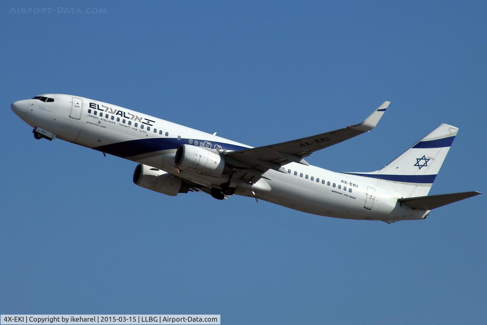 4X-EKI, 1999 Boeing 737-86N C/N 28587, T/O runway 26.