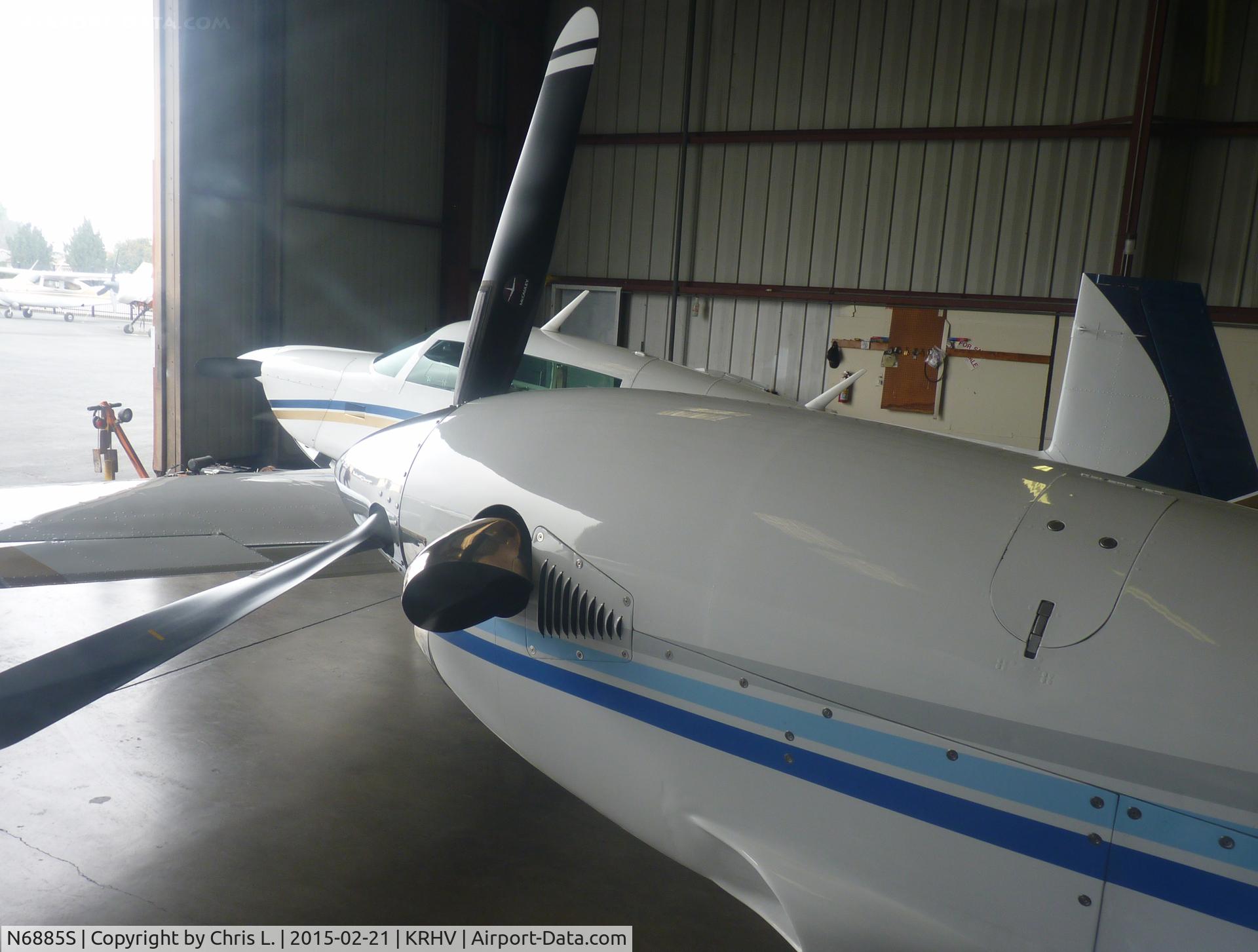 N6885S, 1981 Cessna 425 C/N 425-0144, The prop of a 1981 Cessna 425 Conquest. It's currently for sale at Lafferty Aircraft Sales. This is 1 of the 4 Conquests thats ever landed here at Reid Hillview.