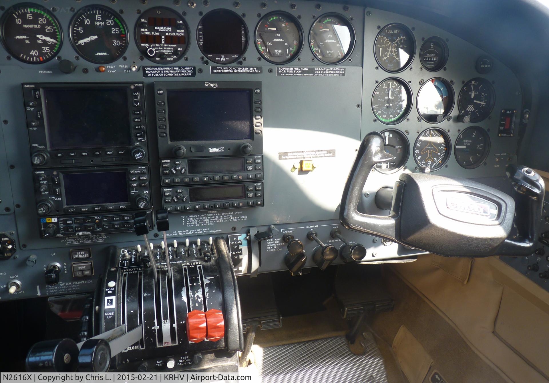 N2616X, Cessna 414A Chancellor C/N 414A0266, A nice cockpit of the transient Cessna 414A Chancellor, N2616X.