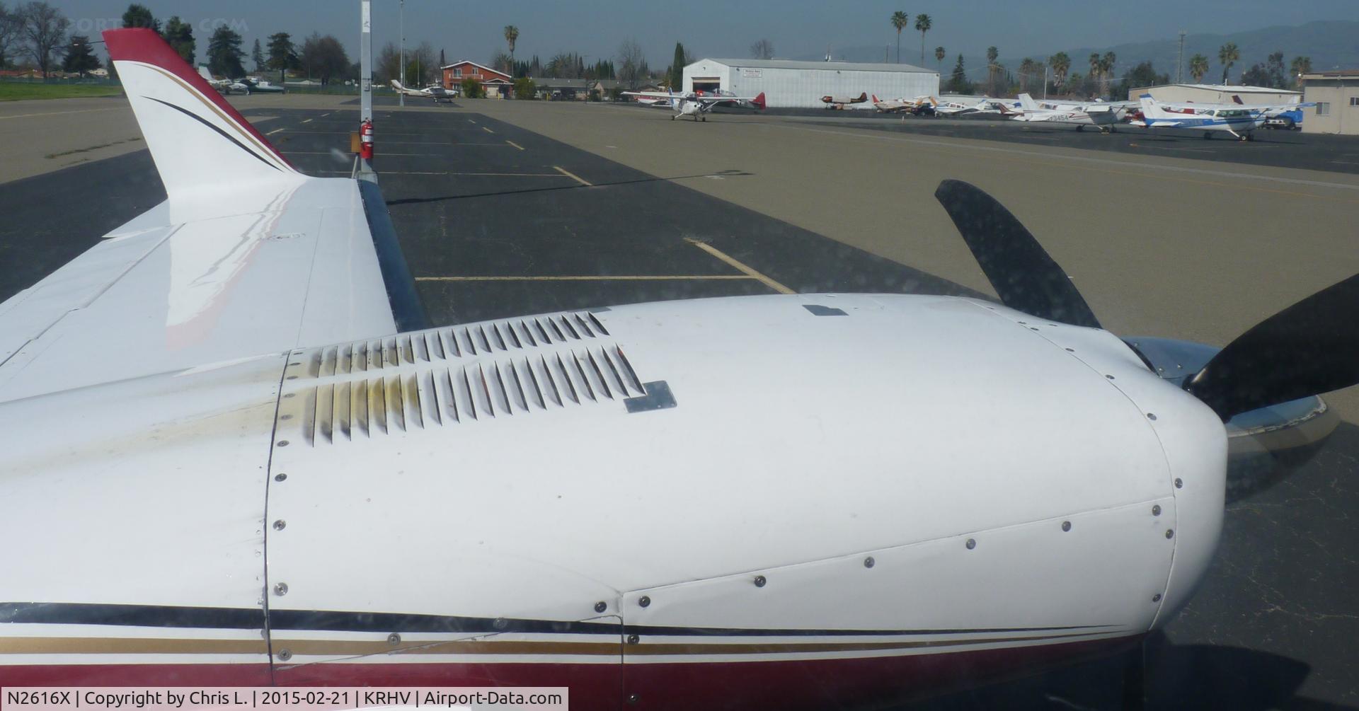 N2616X, Cessna 414A Chancellor C/N 414A0266, A view out of the cockpit window of the transient Cessna 414A Chancellor, N2616X.