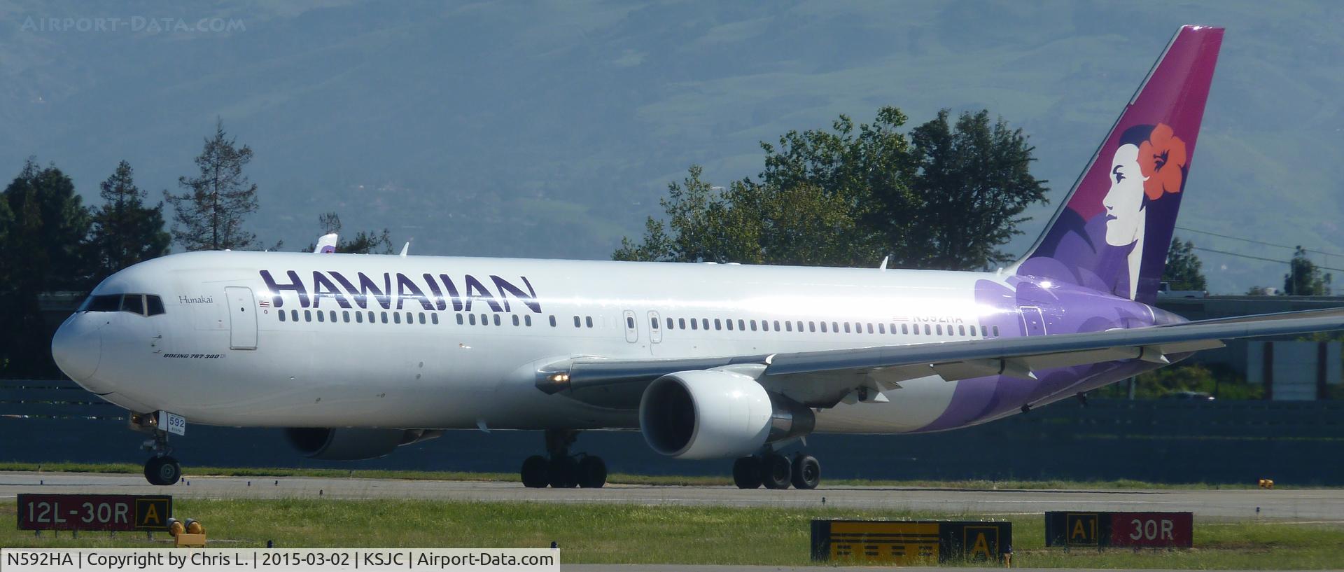 N592HA, 2002 Boeing 767-3CB C/N 33468, A 2003 Hawaiian Airlines Boeing 767-300 with winglets departing to Honolulu.