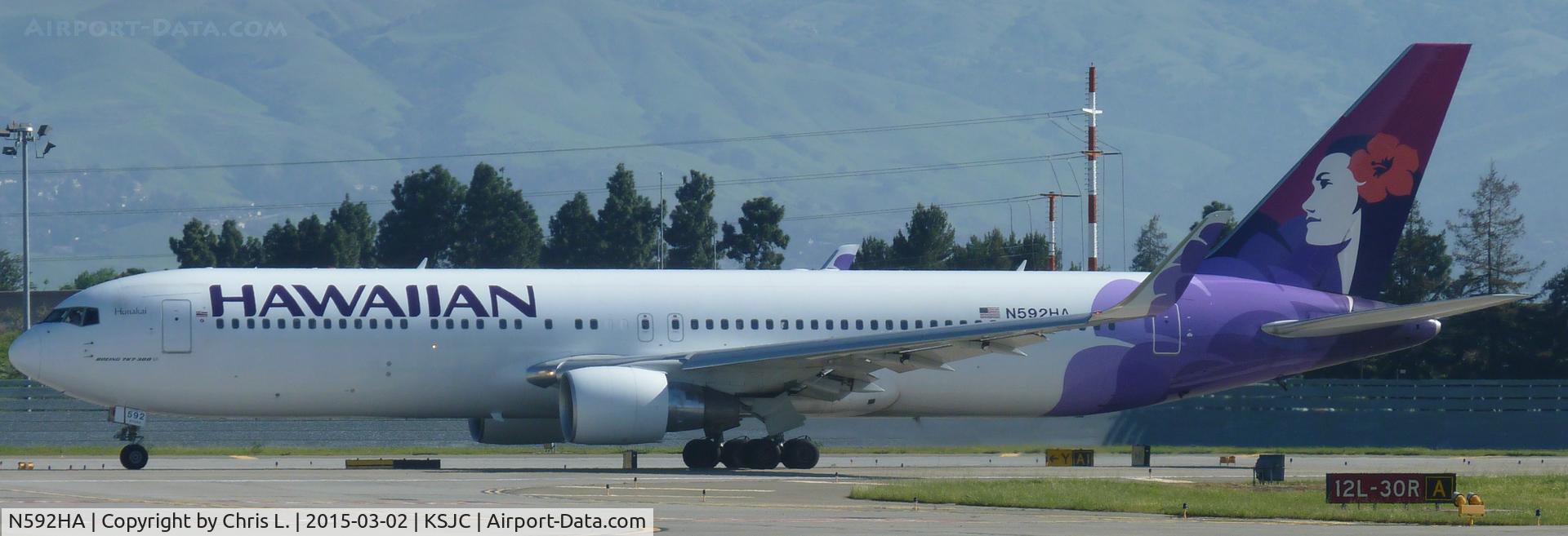 N592HA, 2002 Boeing 767-3CB C/N 33468, A 2003 Hawaiian Airlines Boeing 767-300 with winglets departing to Honolulu.