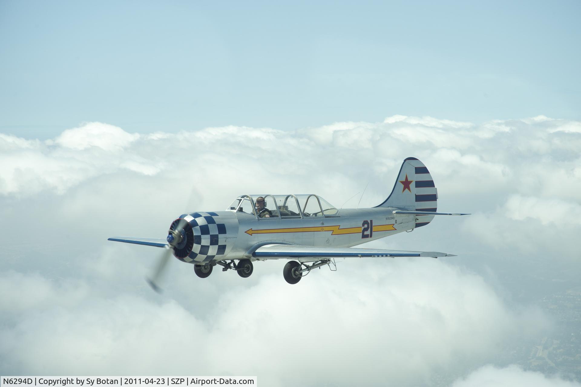 N6294D, 1983 Yakovlev Yak-52 C/N 833611, Flying high above the clouds - Santa Paula to Ramona
