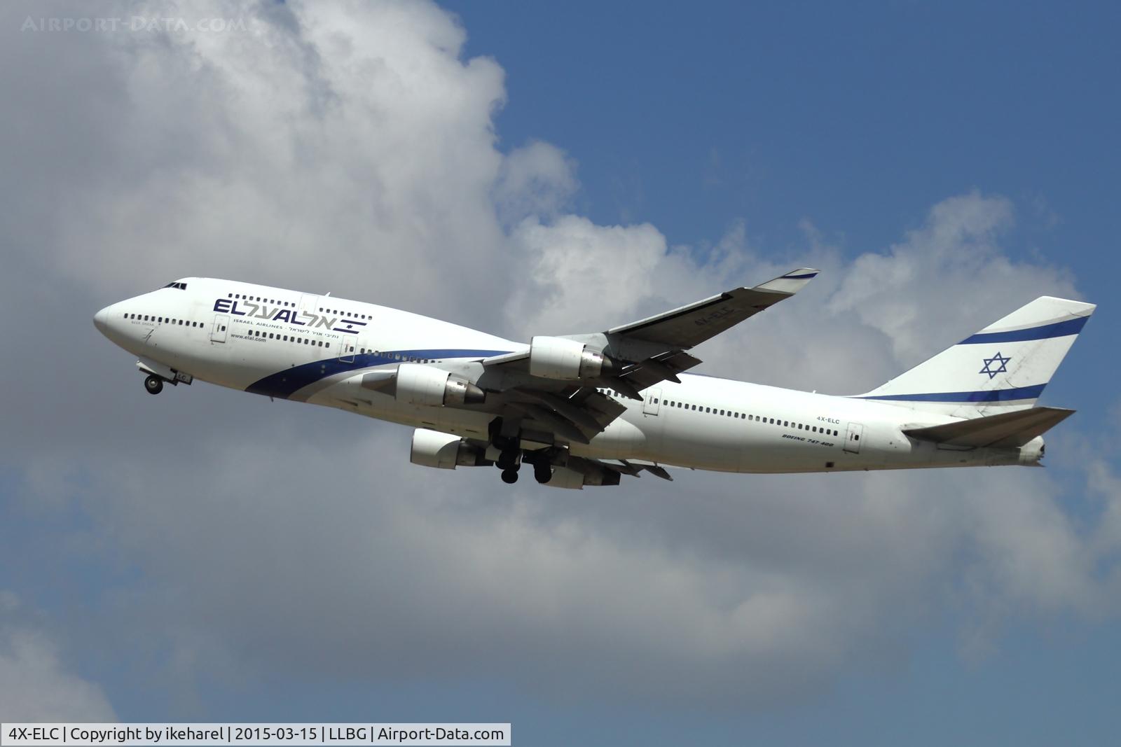 4X-ELC, 1995 Boeing 747-458 C/N 27915, Heavy T/O from runway 26, en-route to NYC.