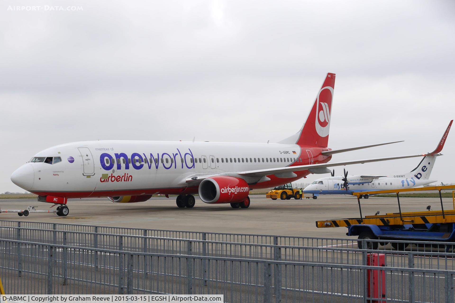 D-ABMC, 2011 Boeing 737-86J C/N 37752, Parked on stand at Norwich.