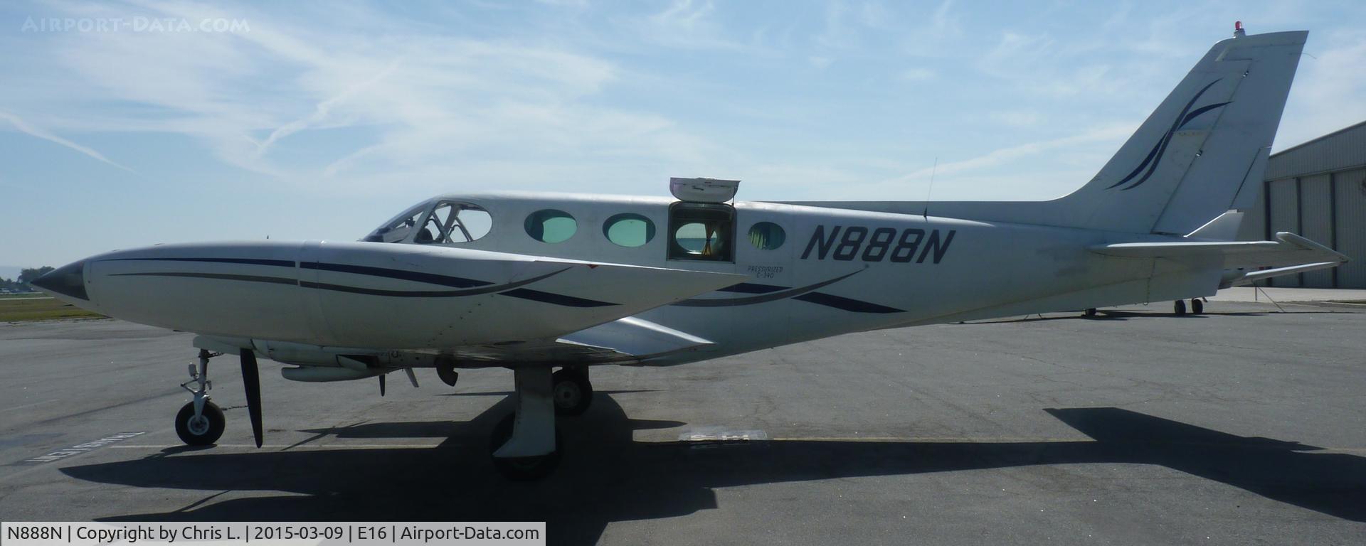 N888N, 1973 Cessna 340 C/N 340-0312, A rare 1973 transient Cessna 340 sits on the ramp at South County, getting ready for its departure in 4 hours.