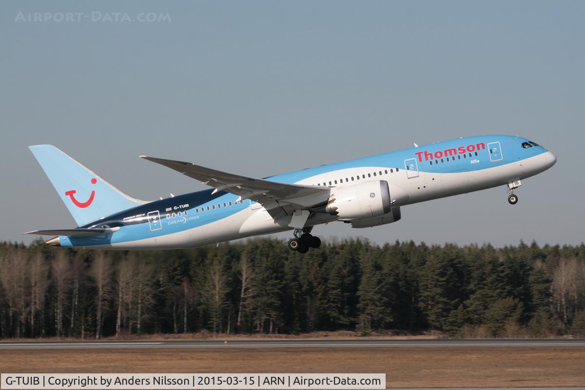 G-TUIB, 2013 Boeing 787-8 Dreamliner C/N 34423, Departing runway 08 to Phuket.
