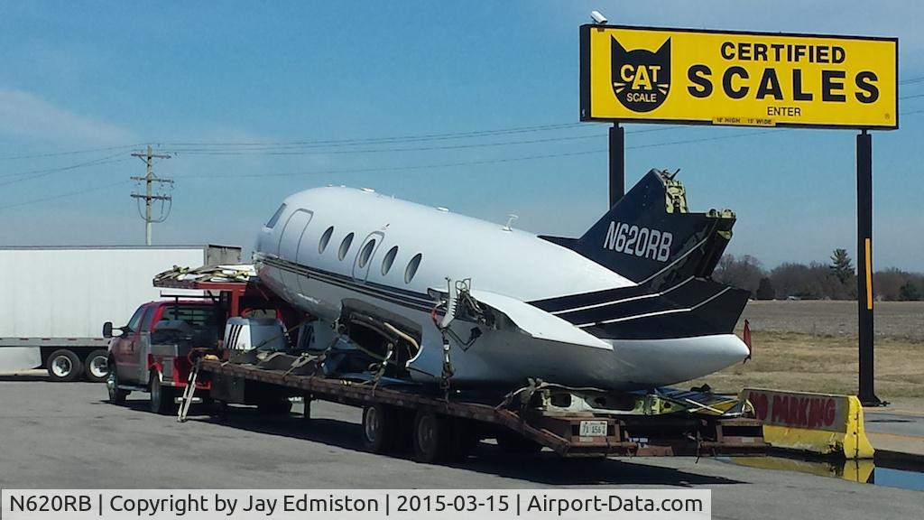 N620RB, 1968 Dassault Falcon 20-C C/N 161, Seen 3/15/15 at Troy, Illinois truck stop.