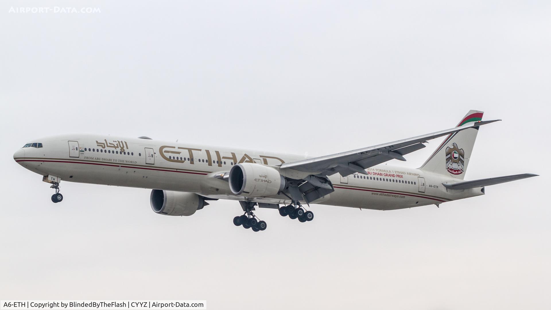 A6-ETH, 2011 Boeing 777-3FX/ER C/N 39683, Landing runway 23 at Toronto Pearson