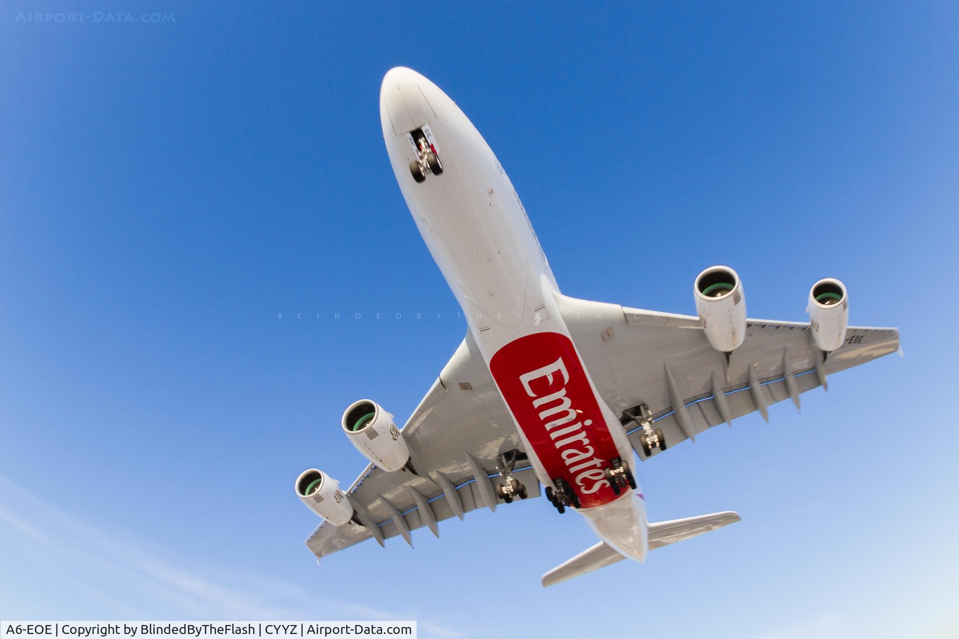 A6-EOE, 2014 Airbus A380-861 C/N 169, First revenue flight for this aircraft into Toronto Pearson on runway 23