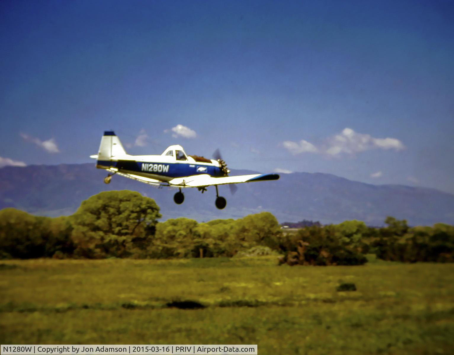 N1280W, Weatherly 201B C/N 629, Watched this plane land at CropFlight crop dusting company in Salinas Valley near Greenfield, CA.
