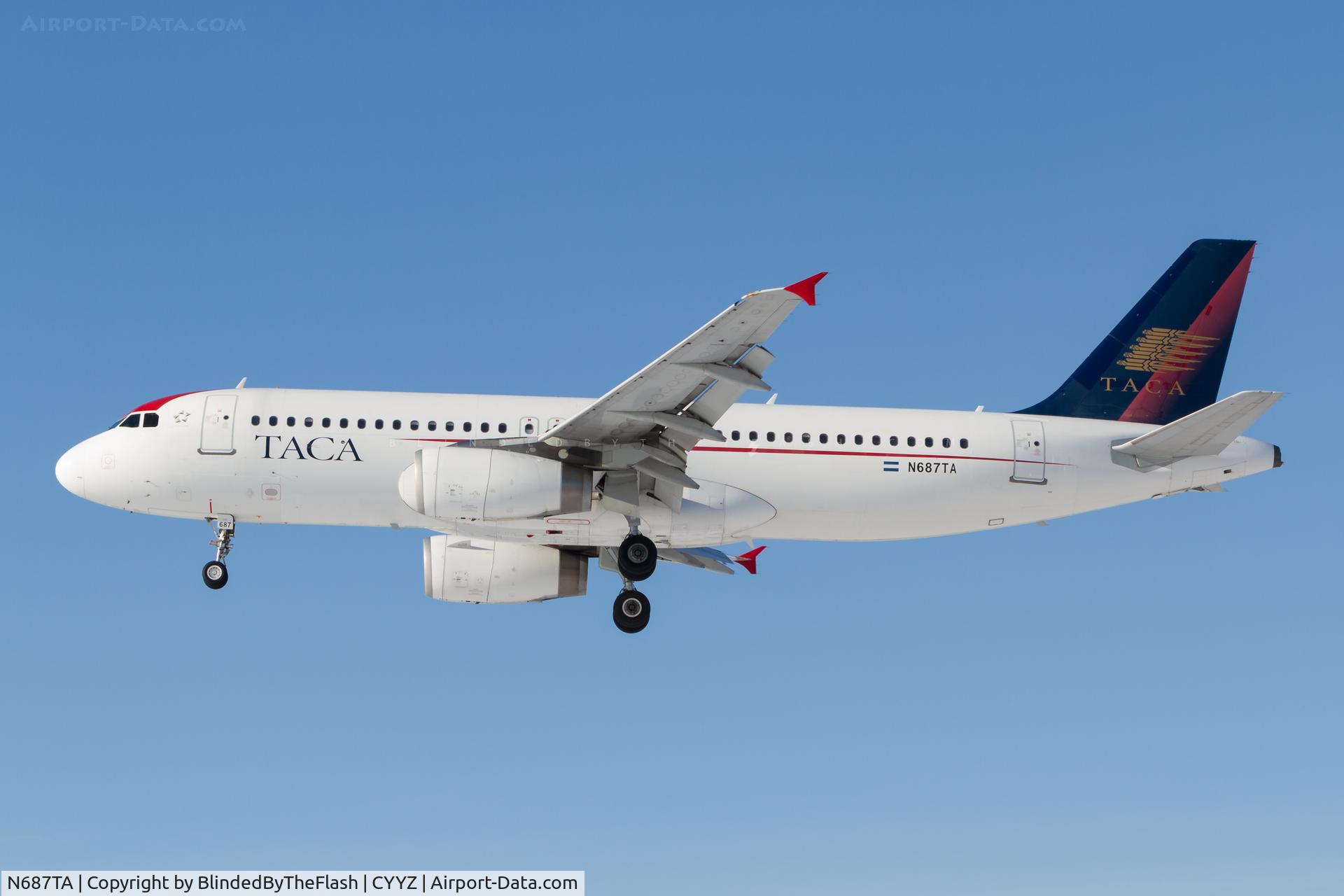 N687TA, 2000 Airbus A320-233 C/N 1334, Short final for 24L at Toronto Pearson