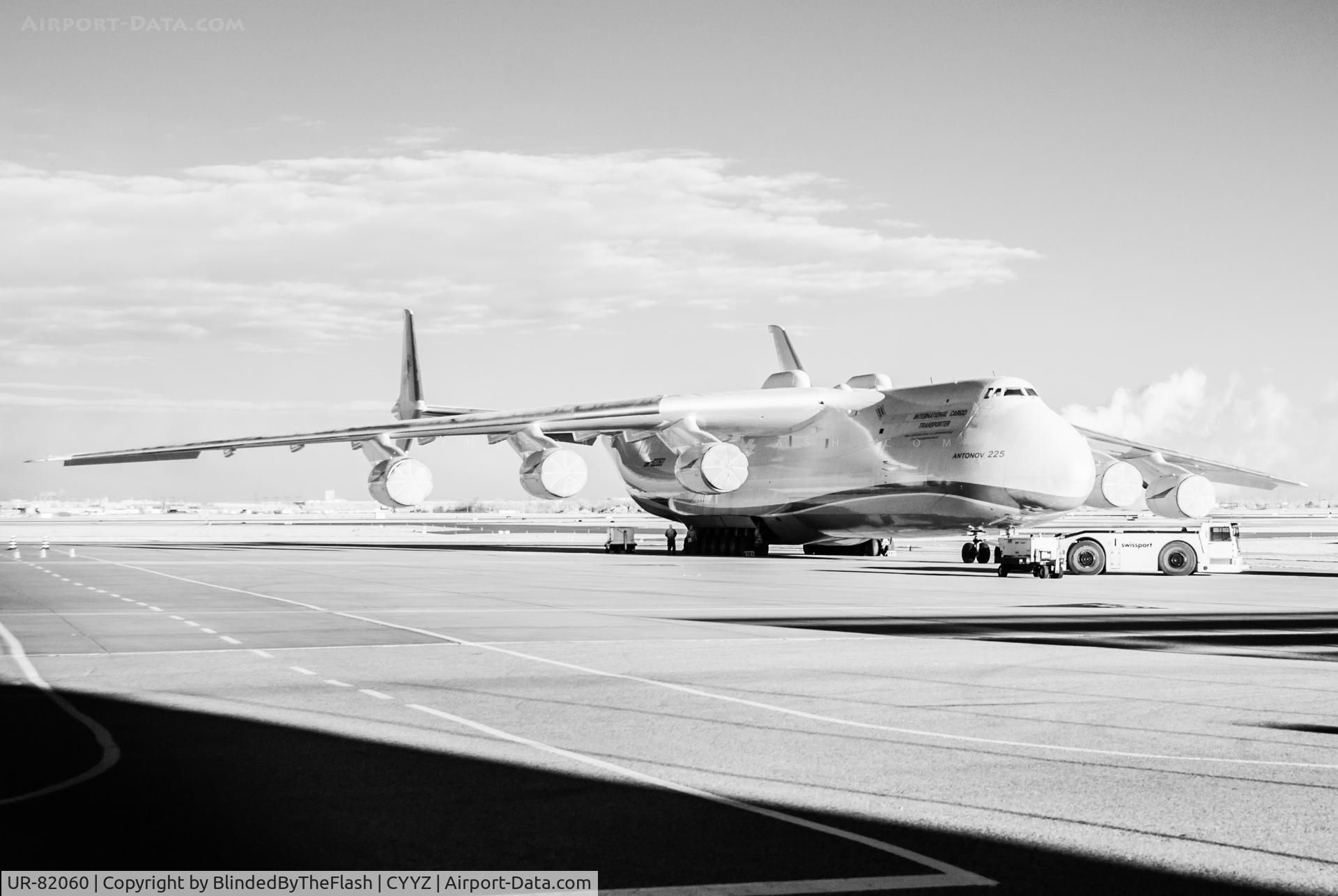 UR-82060, 1988 Antonov An-225 Mriya C/N 19530503763, The biggest Antonov, parked infield at Toronto Pearson. Shot with an infrared camera then converted to black and white.