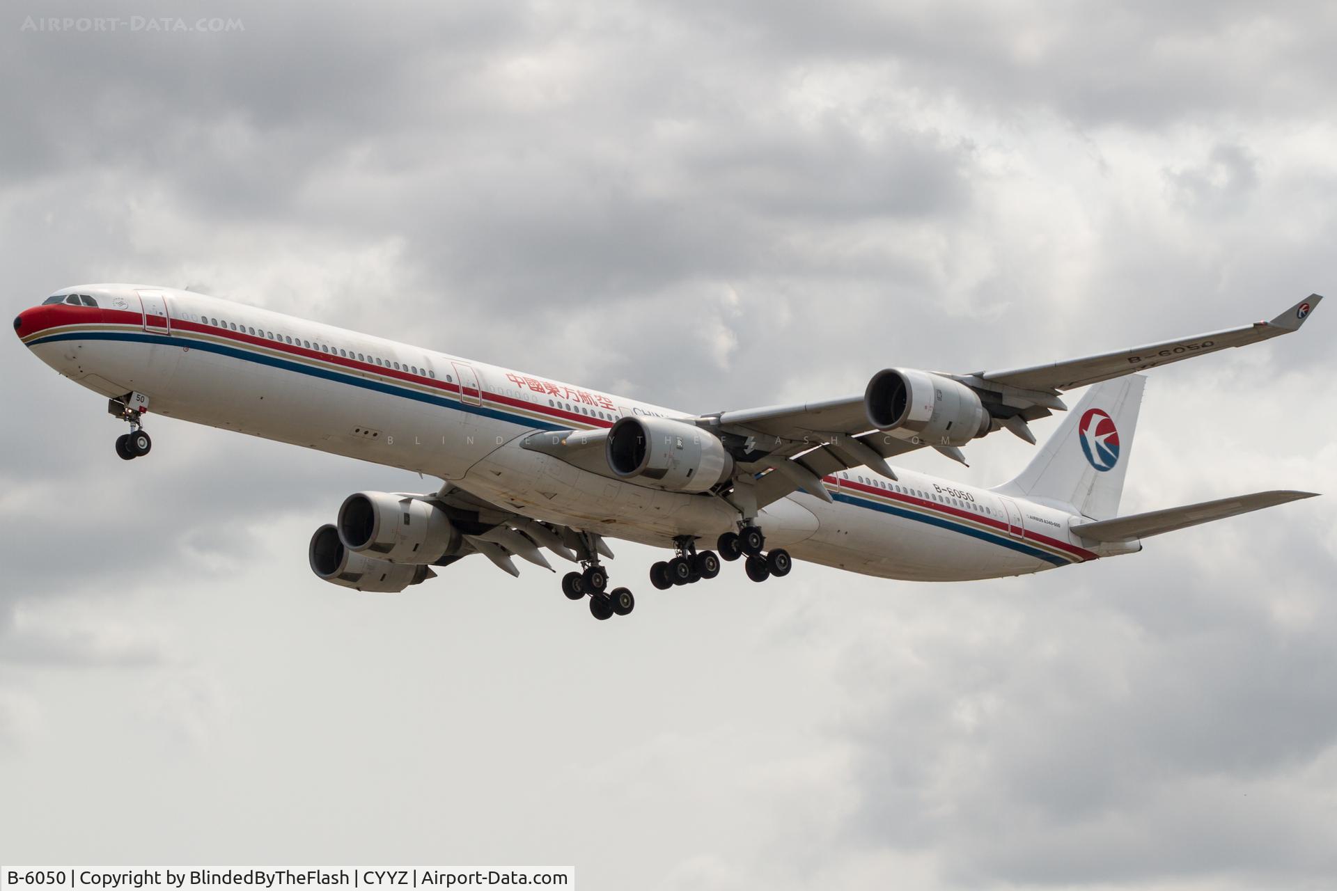 B-6050, 2002 Airbus A340-642 C/N 468, On short final for runway 05 at Toronto Pearson