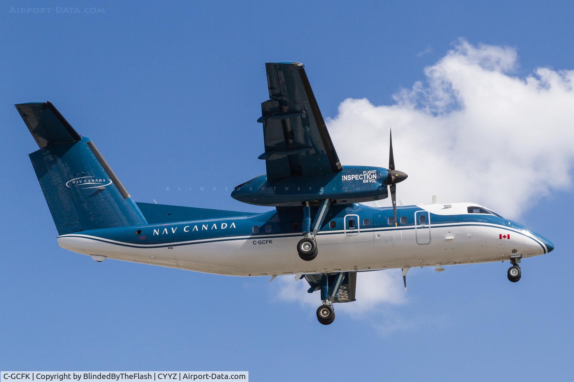 C-GCFK, 1985 De Havilland Canada DHC-8-102 Dash 8 C/N 028, On short final for runway 23 at Toronto Pearson