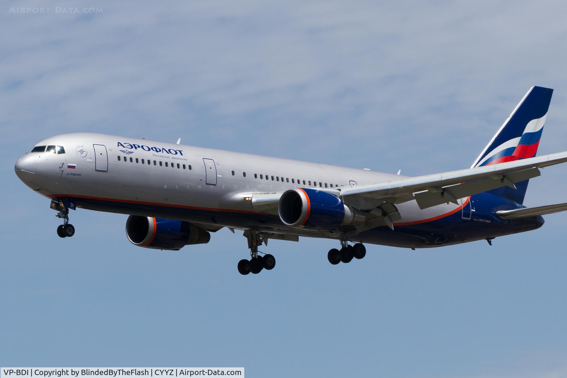 VP-BDI, 1999 Boeing 767-38A C/N 29618, On short final for runway 24R at Toronto Pearson