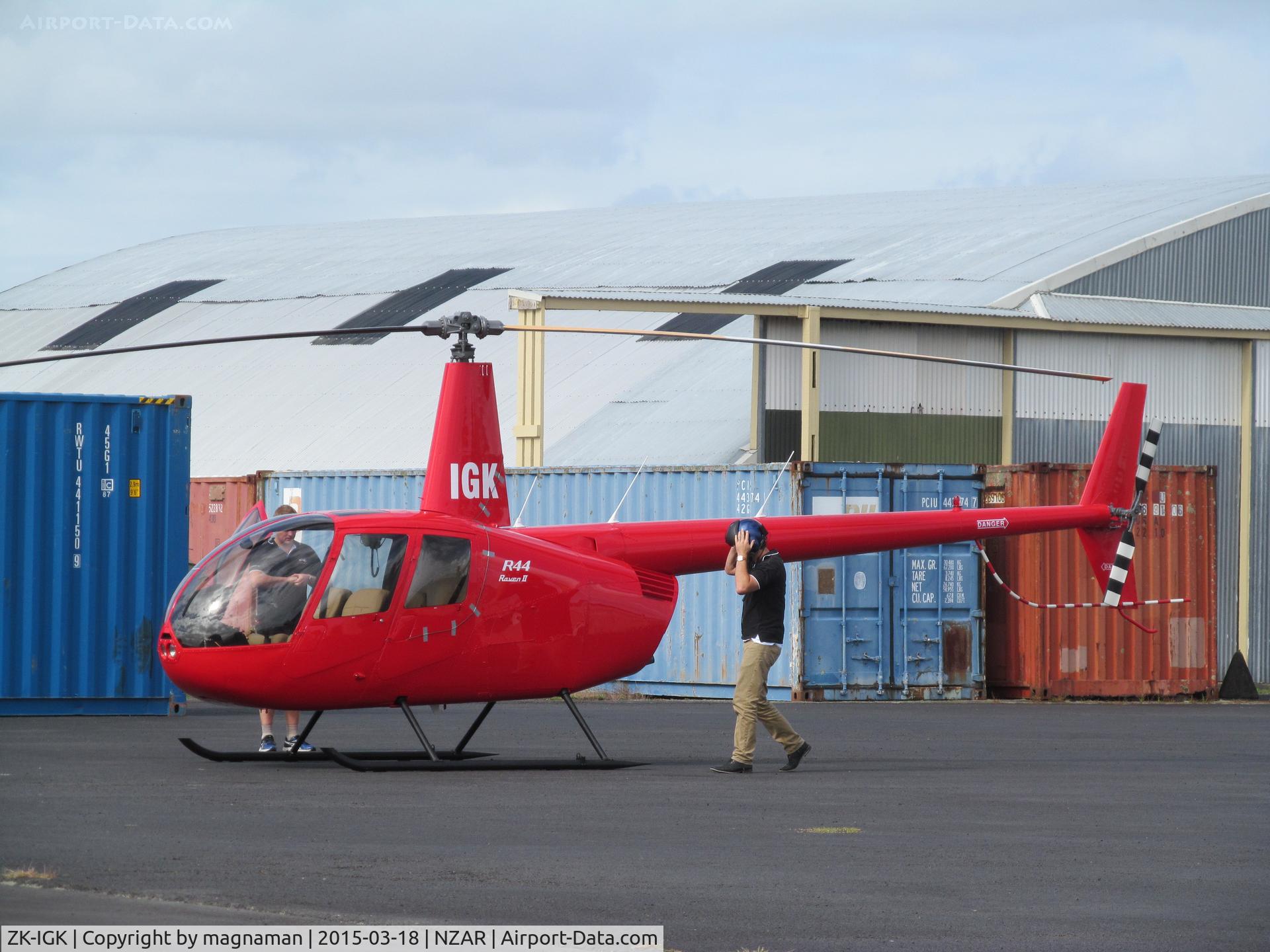 ZK-IGK, 2007 Robinson R44 II C/N 11741, great pillar box red c/s