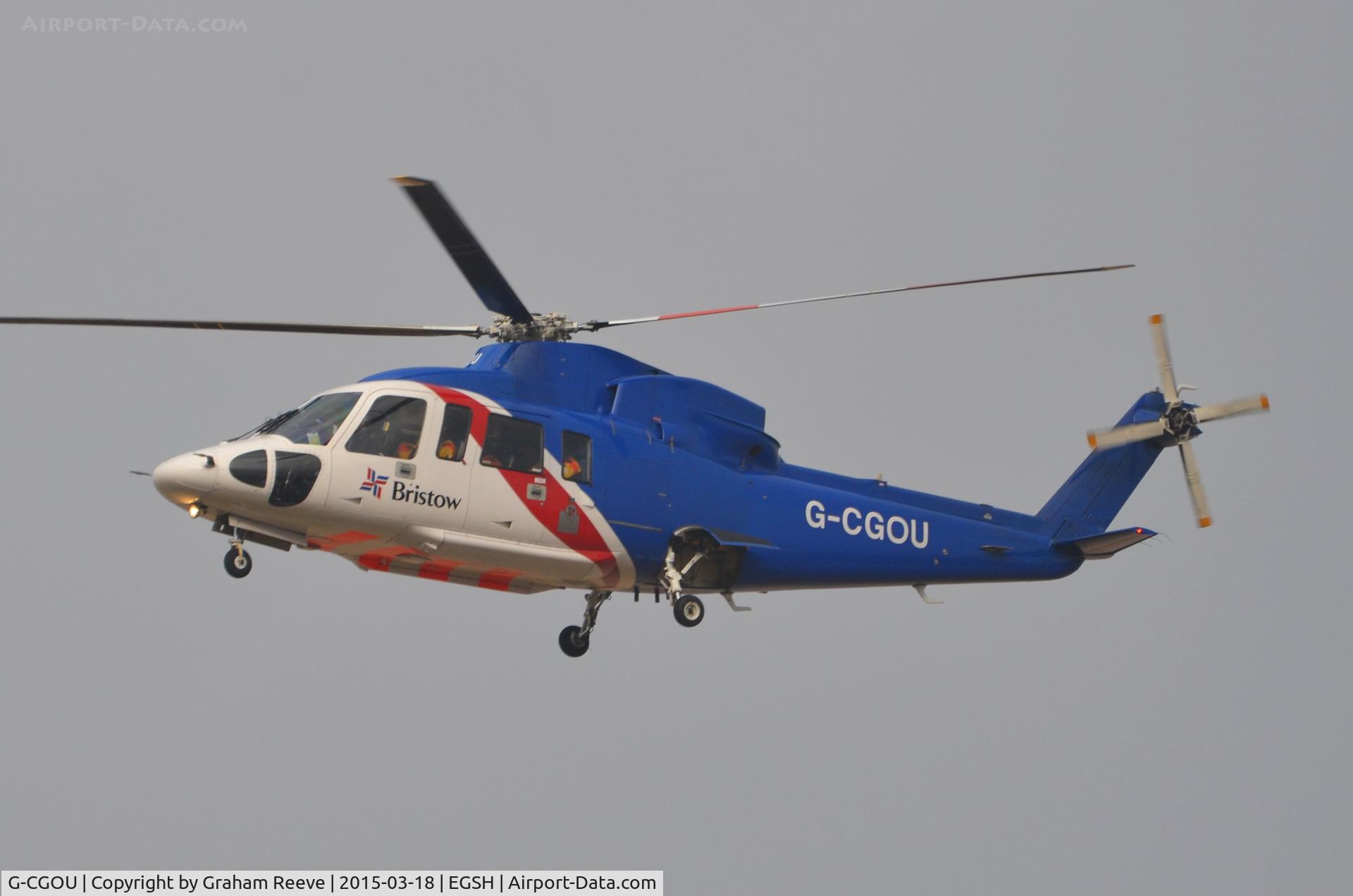 G-CGOU, 2010 Sikorsky S-76C C/N 760780, About to land at Norwich.