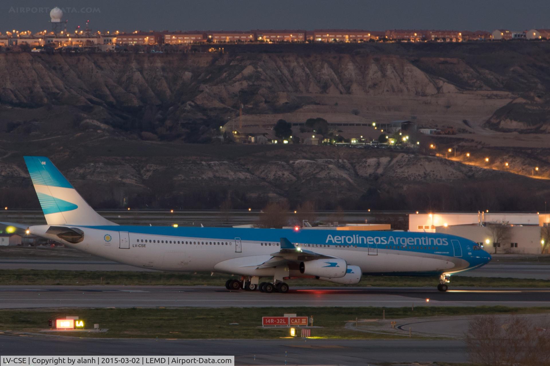 LV-CSE, 1996 Airbus A340-313 C/N 126, Worth waiting around for; 1.5 sec exposure fully in the dark.