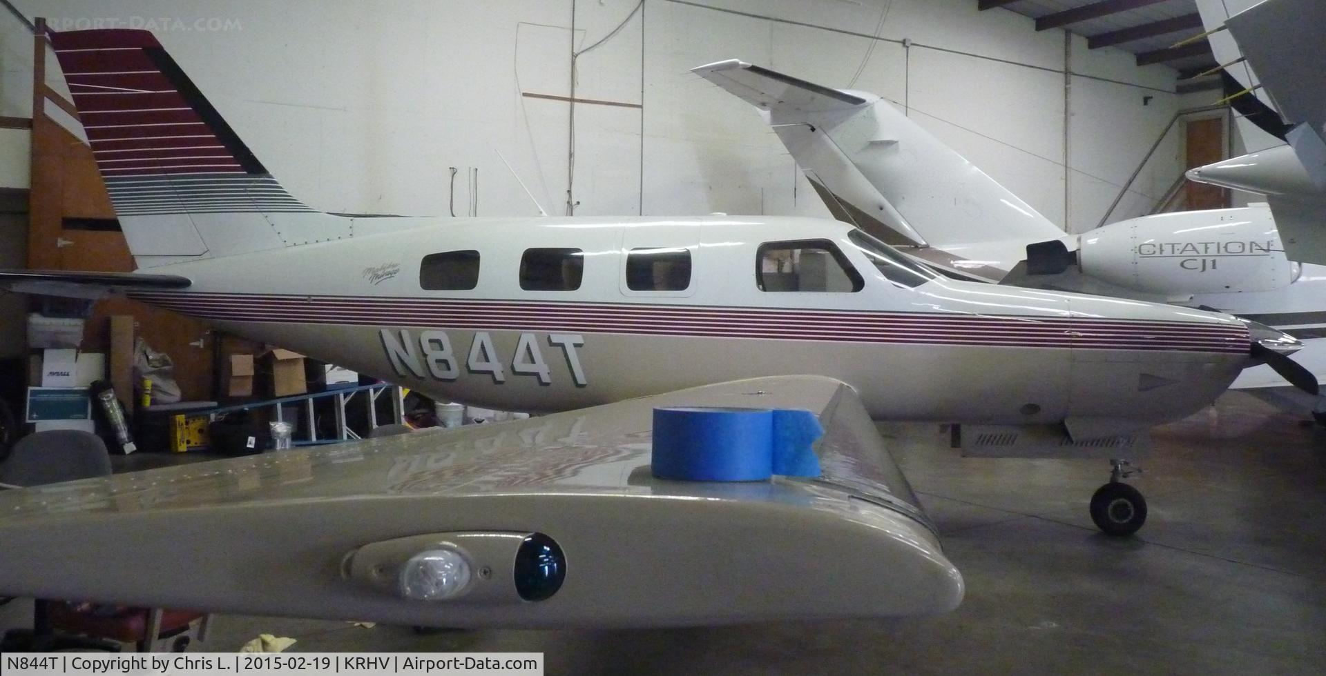 N844T, 1989 Piper PA-46-350P Malibu Mirage C/N 4622025, A 1989 Piper 46 Malibu sitting inside the Lafferty Aircraft Sales hangar waiting to be sold.