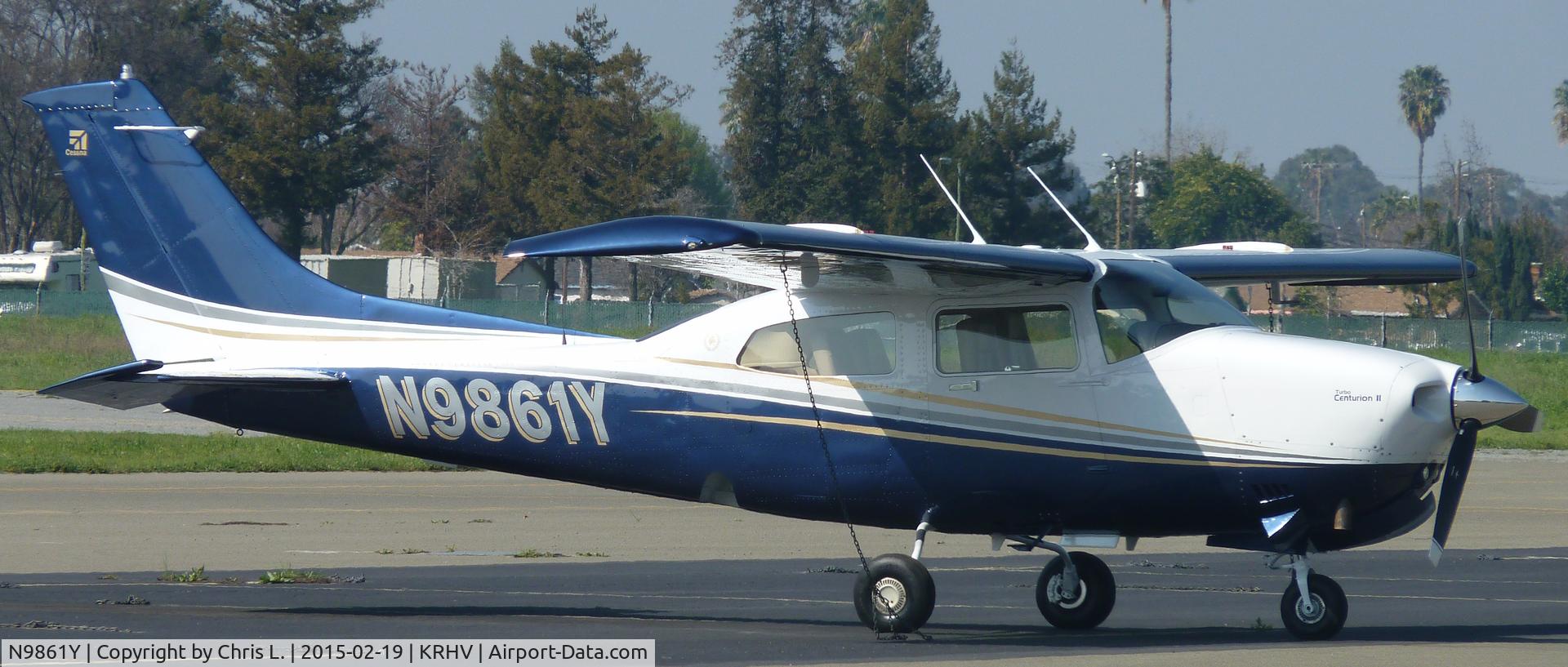 N9861Y, 1981 Cessna T210N Turbo Centurion C/N 21064619, A local 1981 Cessna T210N parked at the transient parking is just parked there to pick up passengers. It has just been beautifully repainted.