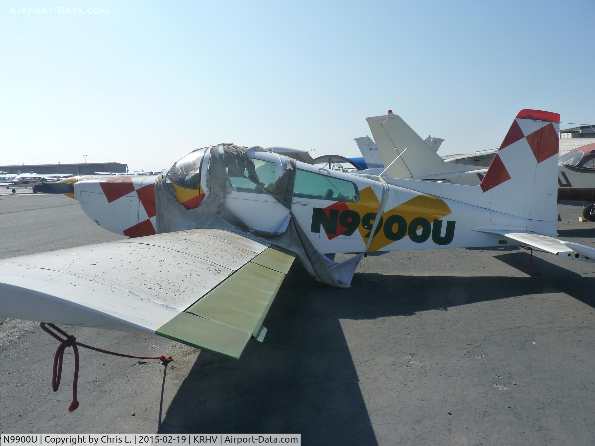 N9900U, 1977 Grumman American AA-5A Cheetah C/N AA5A0400, A local 1977 Grumman American AA-5A. Its clearly been setting here for a while, as you can tell by the moss growing on the wing.