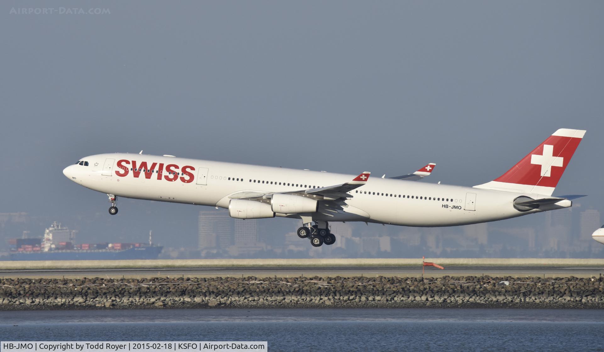 HB-JMO, 1997 Airbus A340-313 C/N 179, Landing at SFO