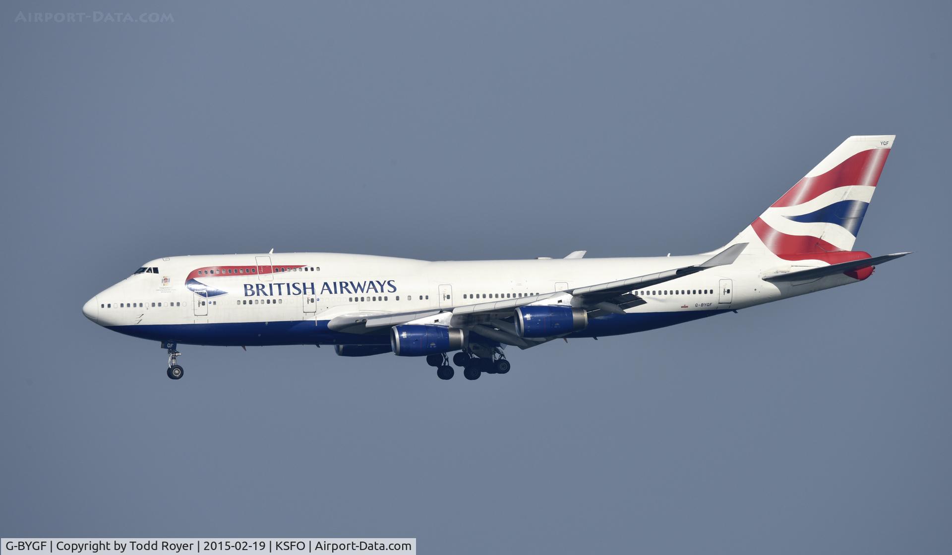 G-BYGF, 1999 Boeing 747-436 C/N 25824, Landing at SFO