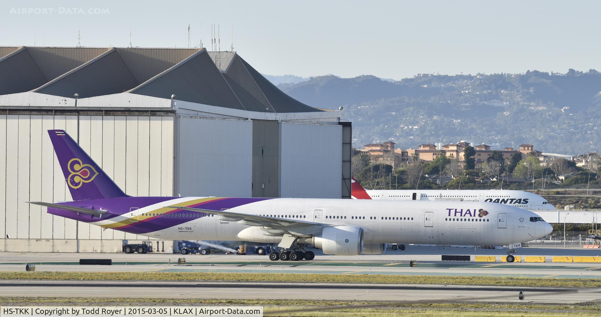 HS-TKK, 2012 Boeing 777-3AL/ER C/N 41520, Taxiing to gate at LAX