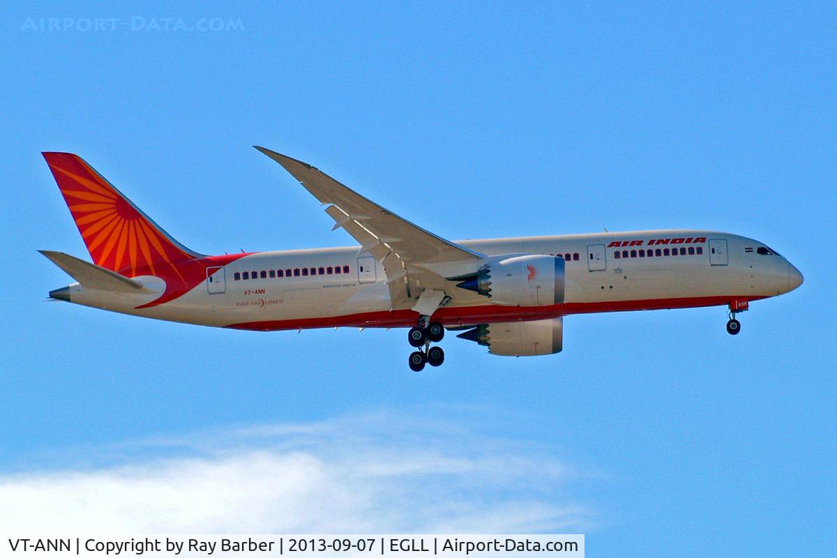 VT-ANN, 2013 Boeing 787-8 Dreamliner C/N 36285, Boeing 787-8 Dreamliner [36285] (Air India) Home~G 07/09/2013. On approach 27L.