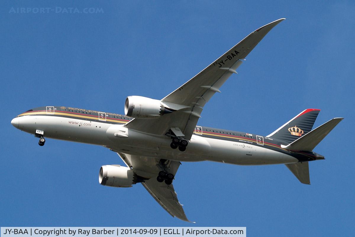 JY-BAA, 2014 Boeing 787-8 Dreamliner C/N 37983, Boeing 787-8 Dreamliner [37983] (Royal Jordanian Airlines) Home~G 09/09/2014. On approach 27R.