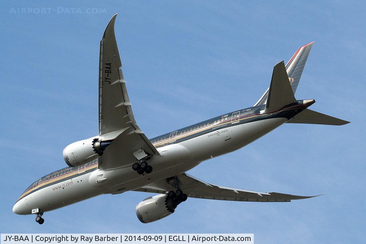 JY-BAA, 2014 Boeing 787-8 Dreamliner C/N 37983, Boeing 787-8 Dreamliner [37983] (Royal Jordanian Airlines) Home~G 09/09/2014. On approach 27R.