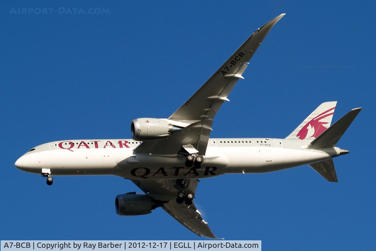 A7-BCB, 2012 Boeing 787-8 Dreamliner Dreamliner C/N 38320, Boeing 787-8 Dreamliner [38320] (Qatar Airways) Home~G 17/12/2012. On approach 27R.