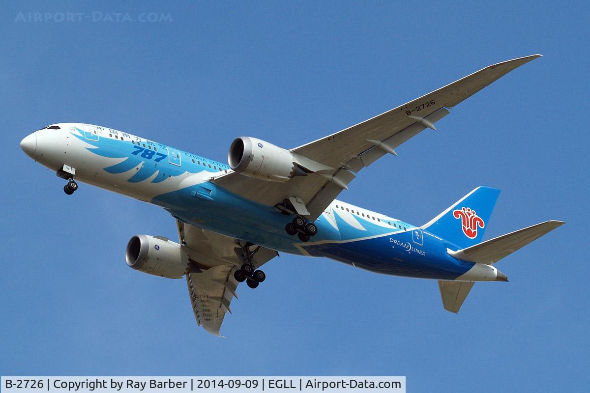 B-2726, 2011 Boeing 787-8 Dreamliner C/N 34924, Boeing 787-8 Dreamliner [34924] (China Southern Airlines) Home~G 09/09/2014. On approach 27R.