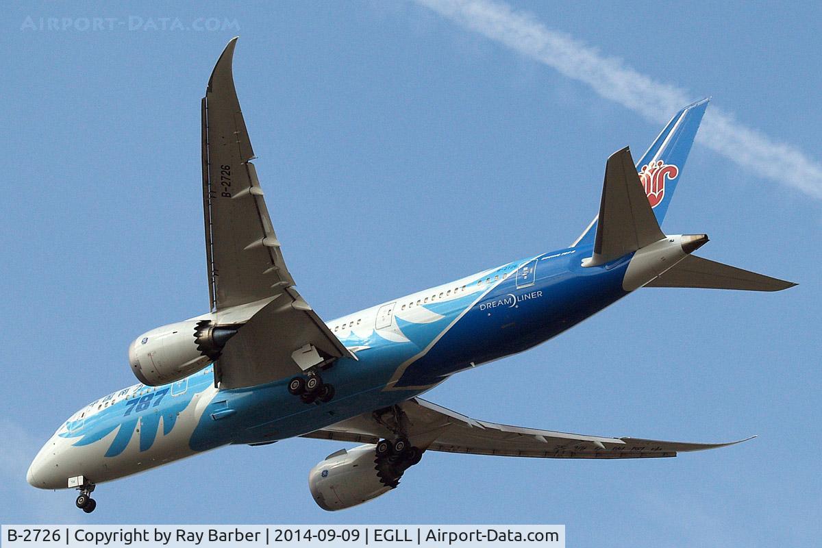 B-2726, 2011 Boeing 787-8 Dreamliner C/N 34924, Boeing 787-8 Dreamliner [34924] (China Southern Airlines) Home~G 09/09/2014. On approach 27R.