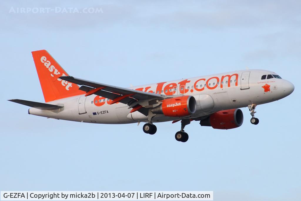 G-EZFA, 2009 Airbus A319-111 C/N 3788, Landing